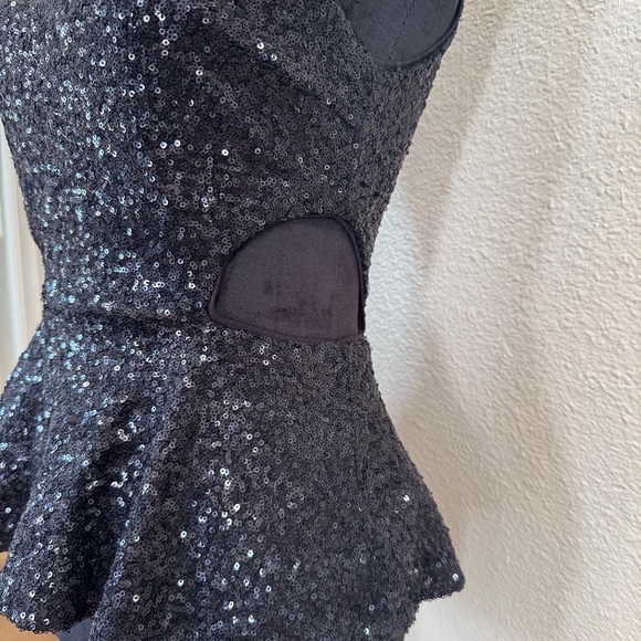 Forever 21 Black Sequin Peplum Blouse - Picture 2 of 4
